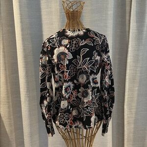 Who What Wear Black Floral Blouse